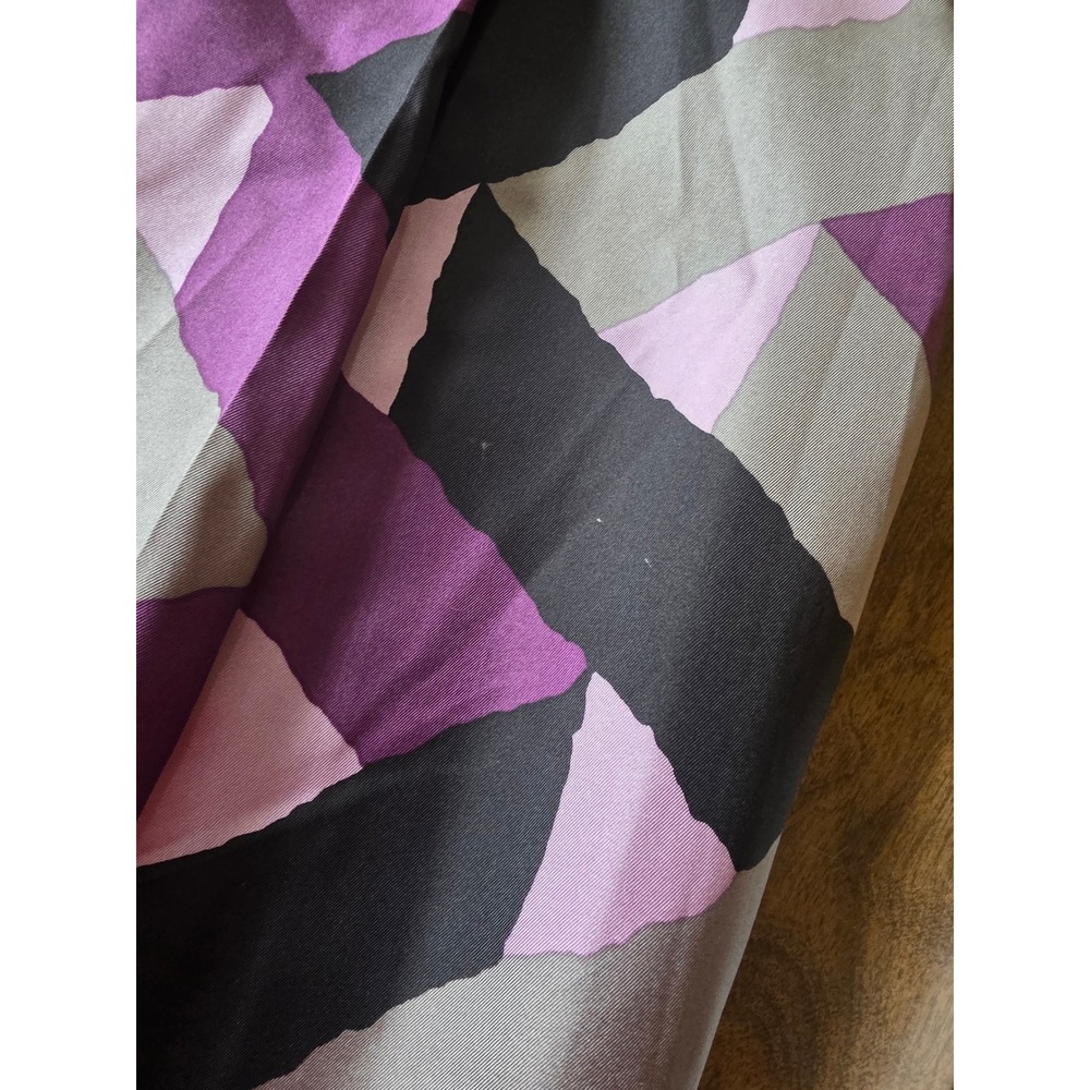Harolds Womens 100% Silk Geometric Abstract A-Line Midi Skirt Purple Grey Size 4 - Picture 6 of 10